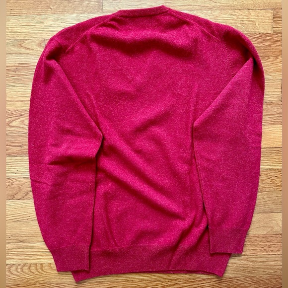 Alan Paine Super GEELONG Wool V Neck Sweater in Poppy Melange - Picture 4 of 8